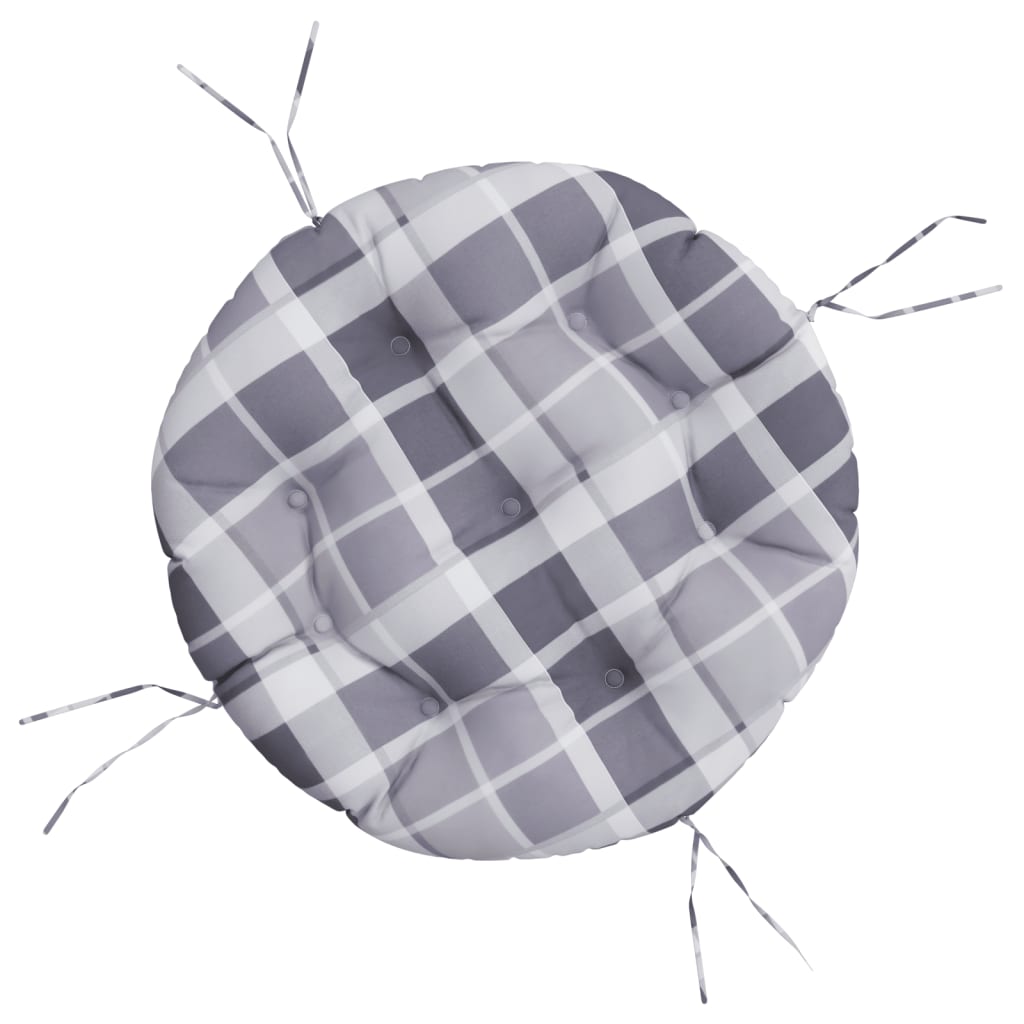 Zitkussen rond ruitpatroon Ø 60x11 cm oxford stof grijs image 2