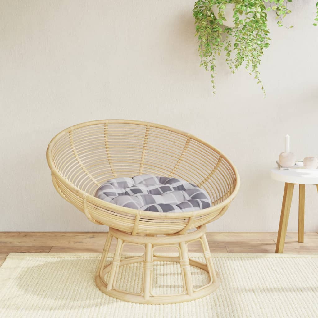 Zitkussen rond ruitpatroon Ø 60x11 cm oxford stof grijs image 1