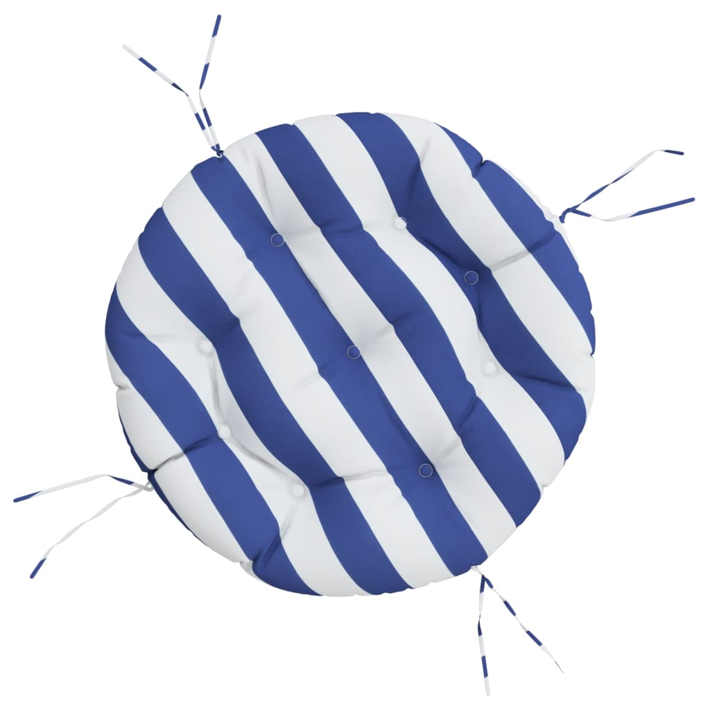 vidaXL Zitkussen rond gestreept Ø 60x11 cm oxford stof blauw wit