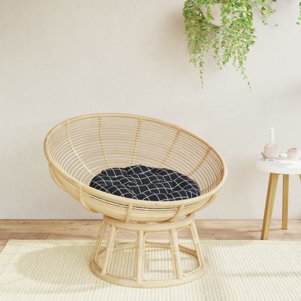 vidaXL Pernă rotundă, negru, Ø 60x11cm, țesătură Oxford, model carouri