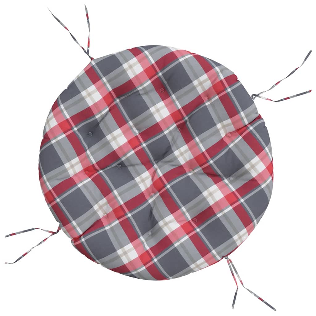 Zitkussen rond ruitpatroon Ø 100x11 cm oxford stof rood image 2