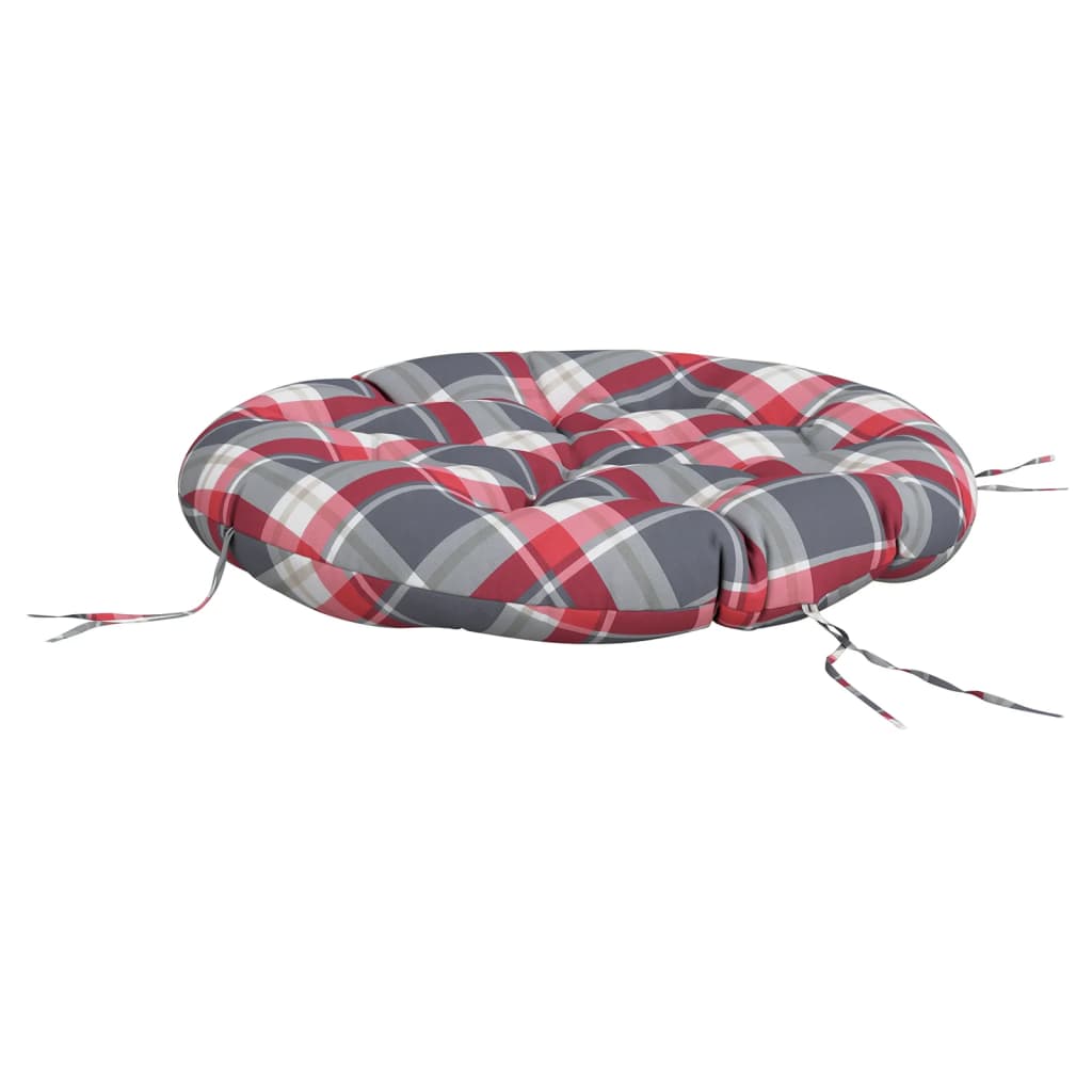 Zitkussen rond ruitpatroon Ø 100x11 cm oxford stof rood image 4