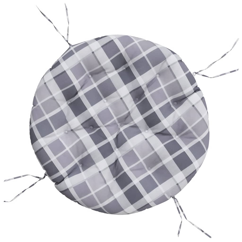 E-shop vidaXL Okrúhly vankúš sivý károvaný Ø 100 x 11 cm oxfordská látka