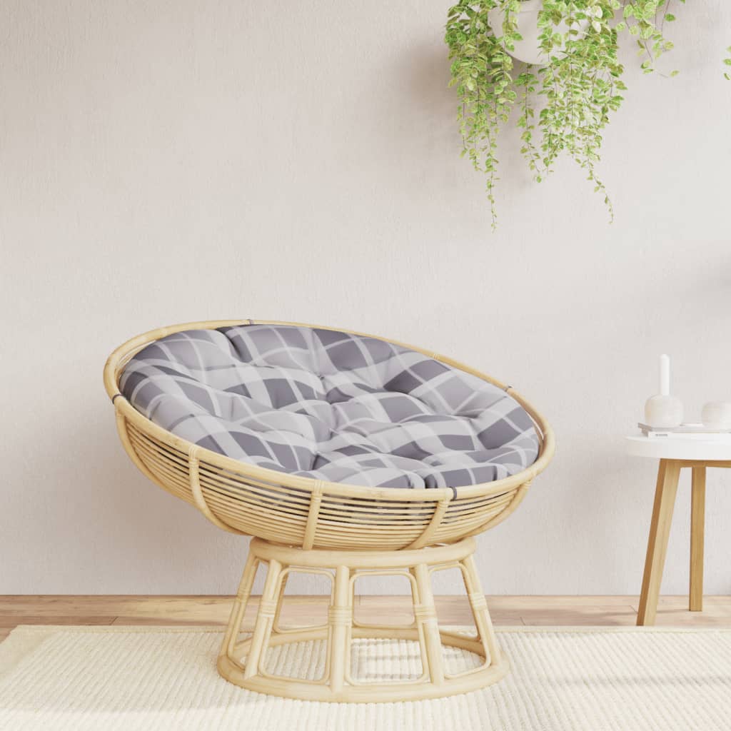 Zitkussen rond ruitpatroon Ø 100x11 cm oxford stof grijs image 1