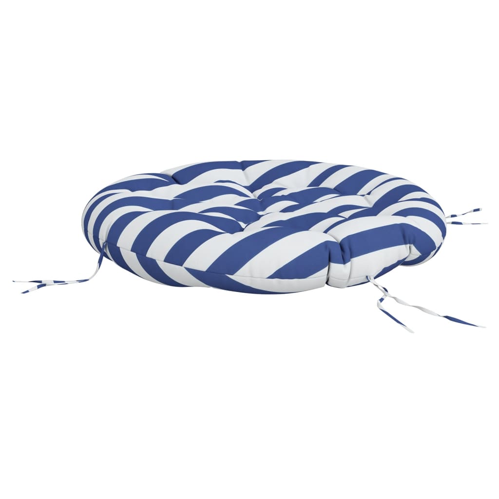 vidaXL Zitkussen rond gestreept Ø 100x11 cm oxford stof blauw wit, foto 2
