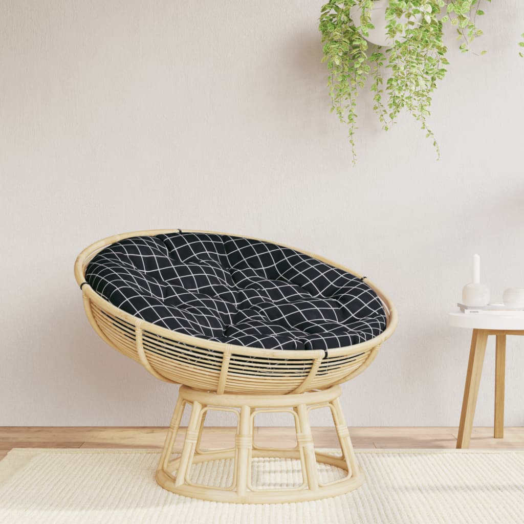 Zitkussen rond ruitpatroon Ø 100x11 cm oxford stof zwart image 1