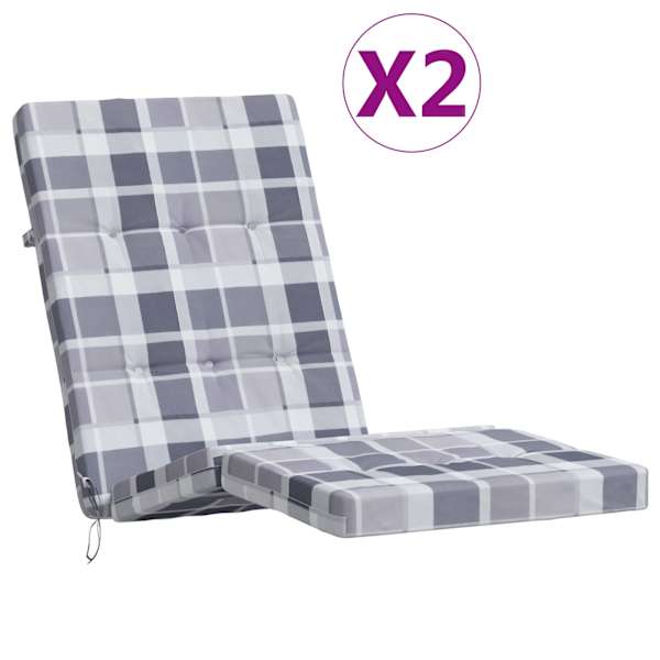 vidaXL terrassitooli istmepadjad 2 tk, hall ruudumuster, oxford kangas