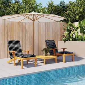 Blazine za ležalnike 2 kosa črna karirasta oxford tkanina