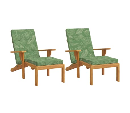 vidaXL Cuscini per Sedia a Sdraio 2 pz Motivo Foglie in Tessuto Oxford