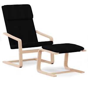 Relaxační křeslo s podnožkou černé textil - obrázek 2