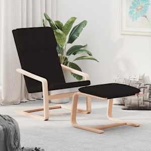 Relaxační křeslo s podnožkou černé textil - obrázek 1