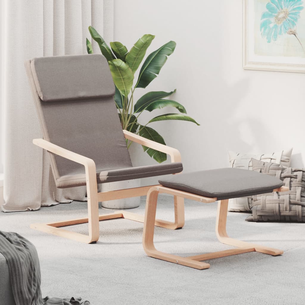 vidaXL Scaun de relaxare cu taburet, gri taupe, textil