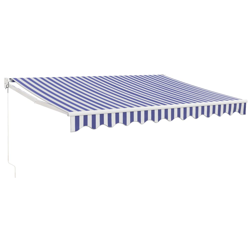 Copertină retractabilă albastru/alb, 3×2,5 m, textil/aluminiu