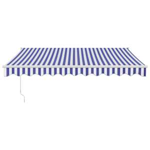 Zatahovací markýza modrá a bílá 3 x 2,5 m textil a hliník - obrázek 3