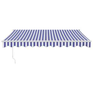 vidaXL Toldo retr&aacute;ctil aluminio y tela azul y blanco 3,5x2,5 m