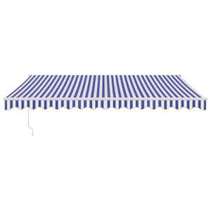 vidaXL Toldo retr&aacute;ctil aluminio y tela azul y blanco 4,5x3 m