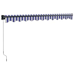 Zatahovací markýza modrá a bílá 3 x 2,5 m textil a hliník - obrázek 6