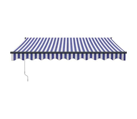 vidaXL Luifel uittrekbaar 3,5x2,5 m stof en aluminium blauw en wit