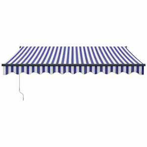vidaXL Luifel uittrekbaar 3,5x2,5 m stof en aluminium blauw en wit
