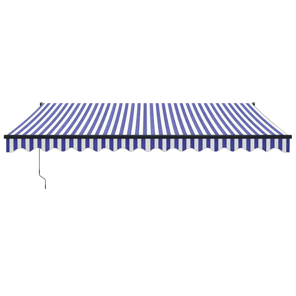 vidaXL Auvent rétractable bleu et blanc 4x3 m tissu et aluminium