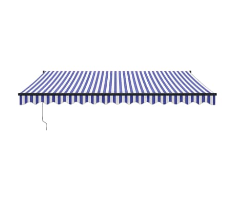 vidaXL Toldo retrátil 4x3 m tecido e alumínio azul e branco