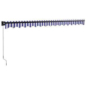 Zatahovací markýza modrá a bílá 4 x 3 m textil a hliník - obrázek 6
