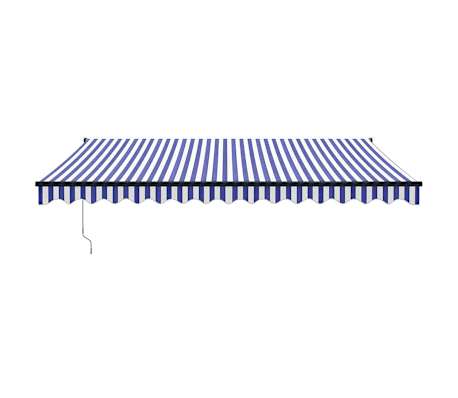 vidaXL Retractable Awning Blue and White 14.8x9.8' Fabric and Aluminium