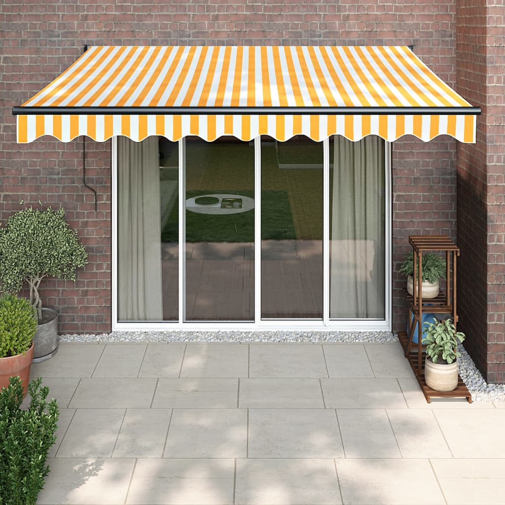 vidaXL Copertină retractabilă, galben/alb, 3x2,5 m, textil/aluminiu