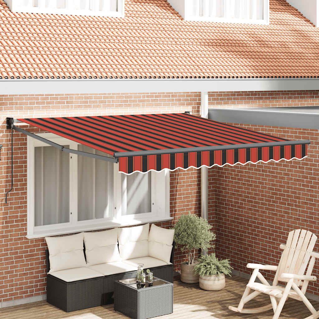 Auvent rétractable orange et marron 3x2,5 m tissu et aluminium