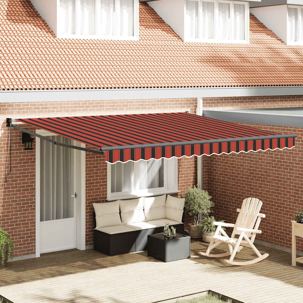 vidaXL Copertină retractabilă portocaliu/maro 4x3 m, textil/aluminiu