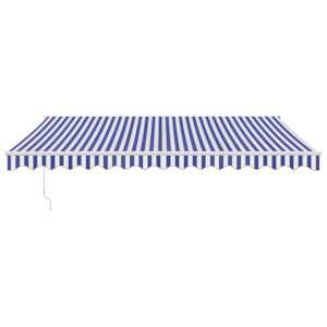 vidaXL Auvent r&eacute;tractable automatique bleu et blanc 4x3 m