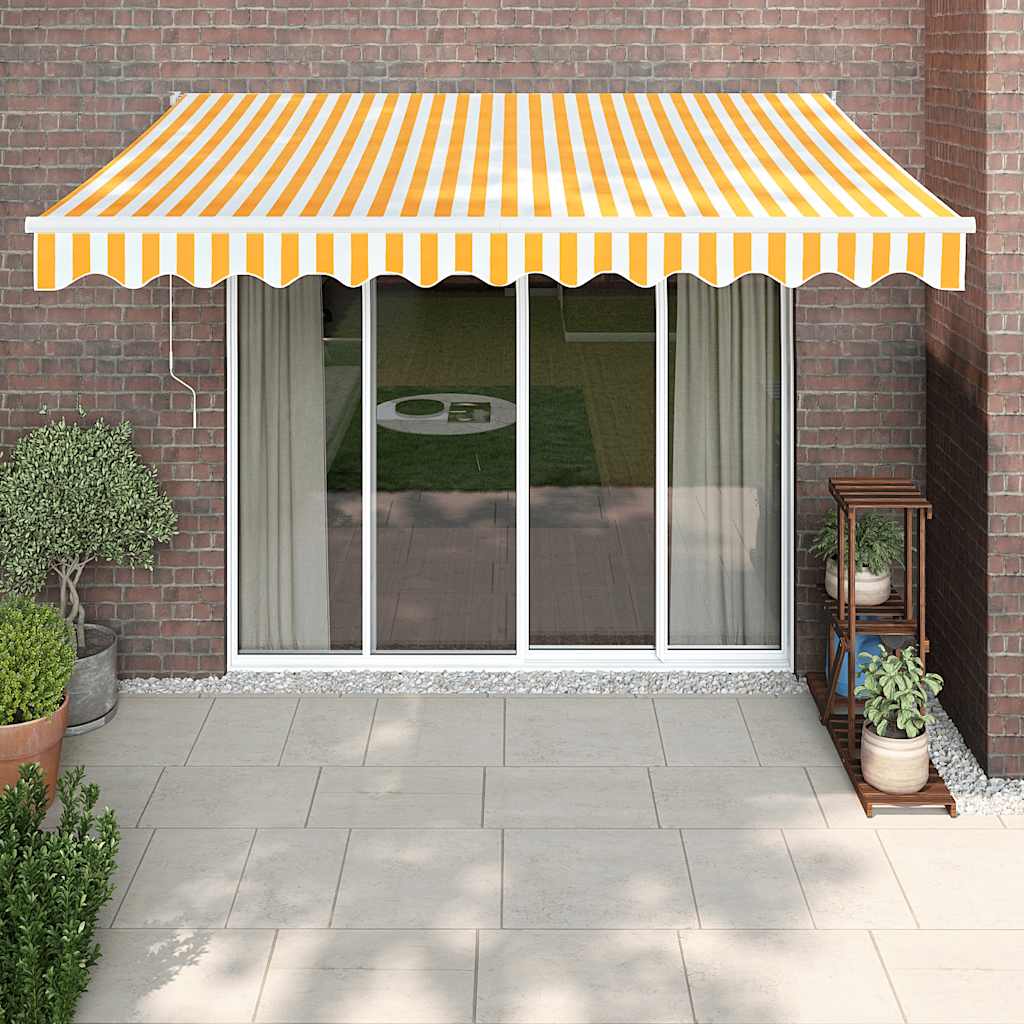 Auvent rétractable jaune et blanc 3x2,5 m tissu et aluminium