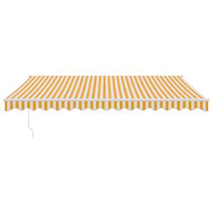 vidaXL Copertină retractabilă automată, galben și alb, 4,5x3 m