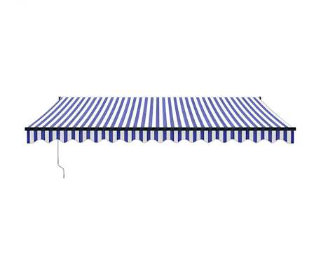 vidaXL Copertină retractabilă automată, albastru și alb, 4x3 m