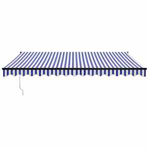 vidaXL Copertină retractabilă automată, albastru și alb, 4x3 m