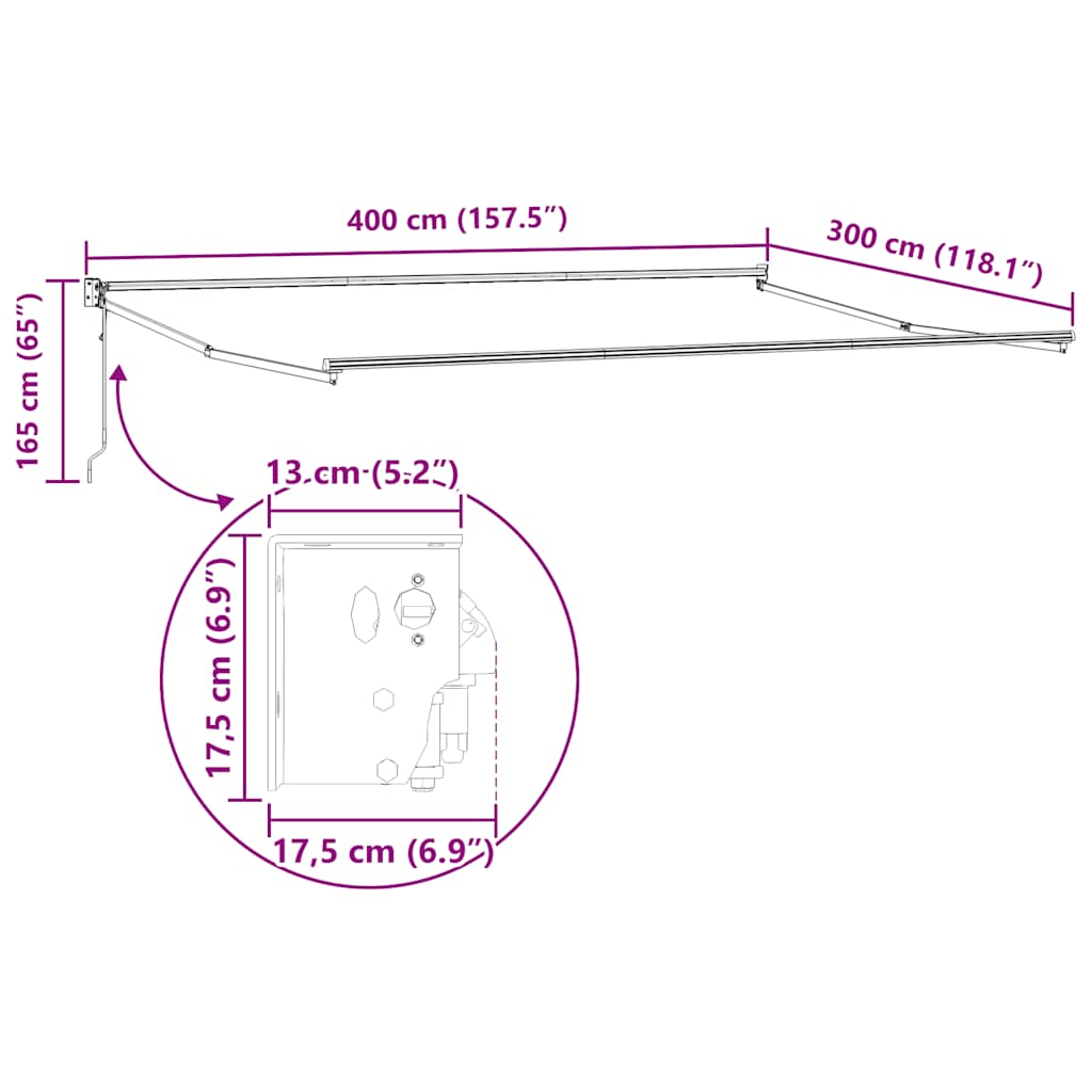 Luifel automatisch uitschuifbaar 4x3 m oranje en bruin image 13
