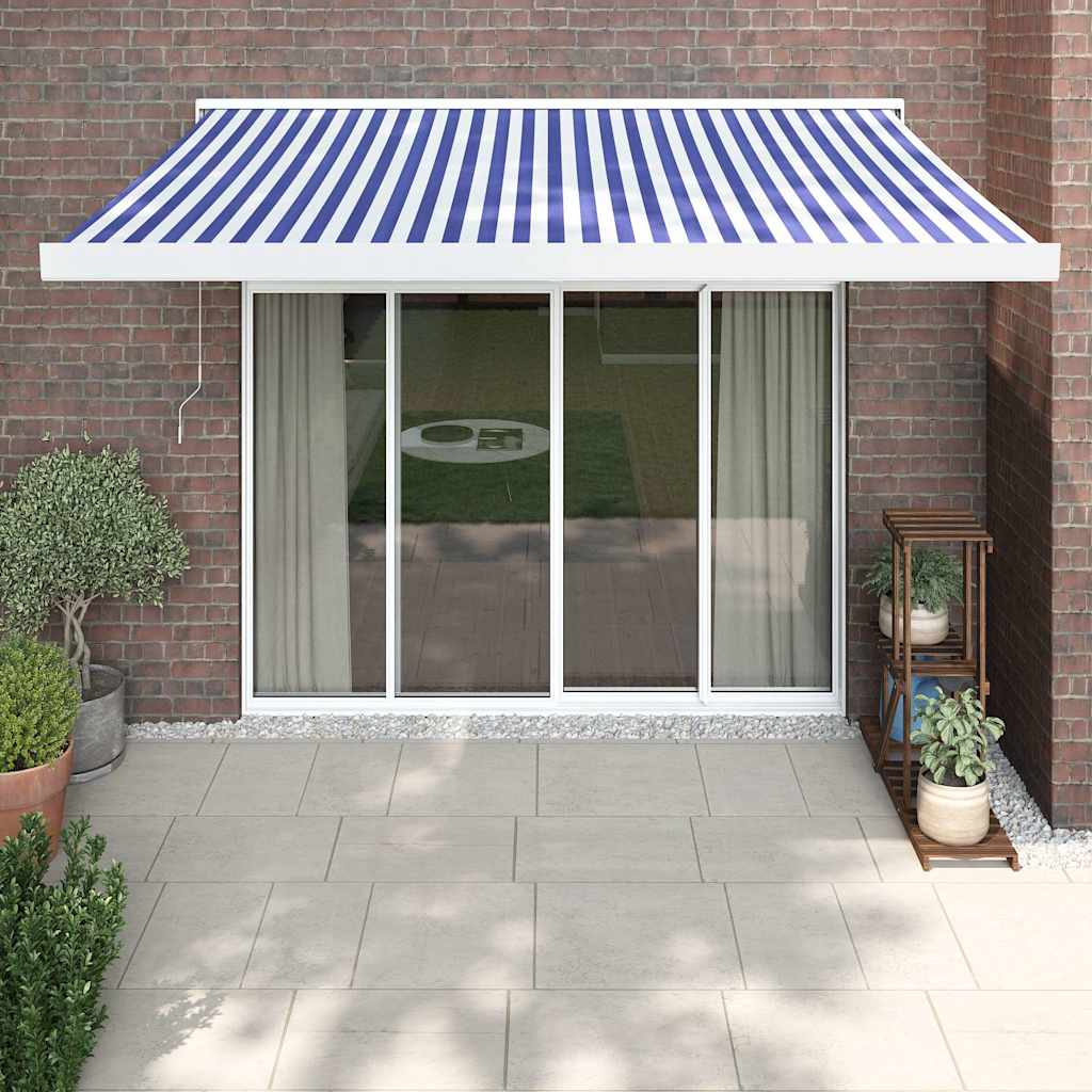 vidaXL Copertină retractabilă albastru/alb, 3x2,5 m, textil/aluminiu