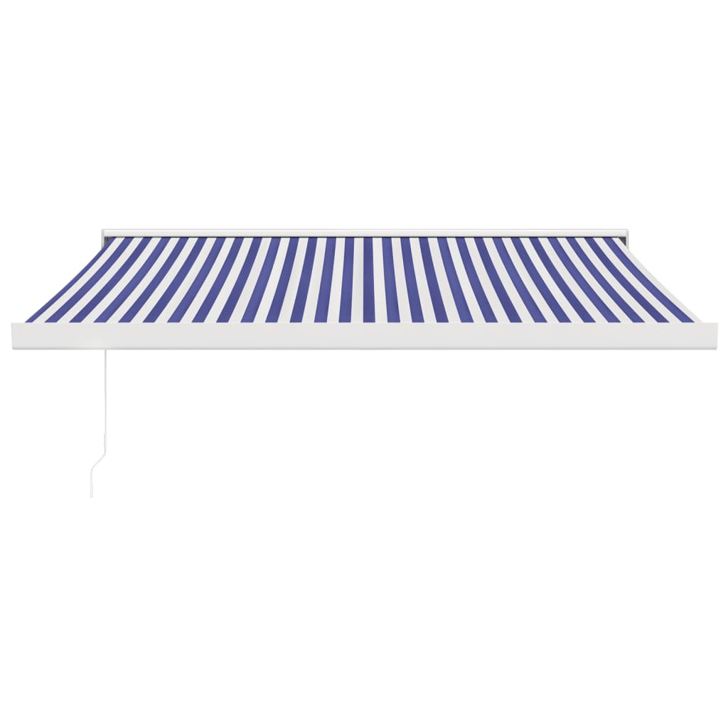 vidaXL Luifel uittrekbaar 3,5x2,5 m stof en aluminium blauw en wit afbeelding
