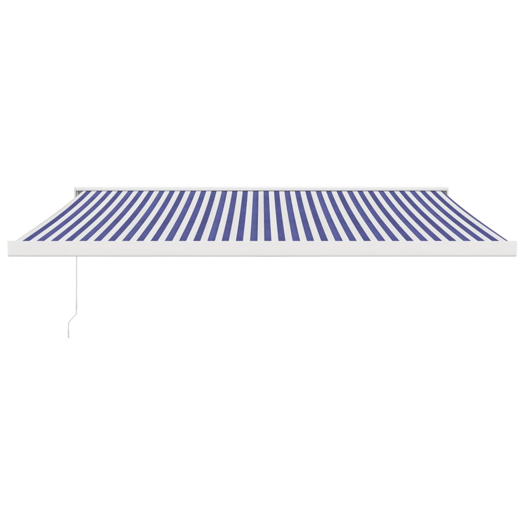 vidaXL Luifel uittrekbaar 4,5x3 m stof en aluminium blauw en wit