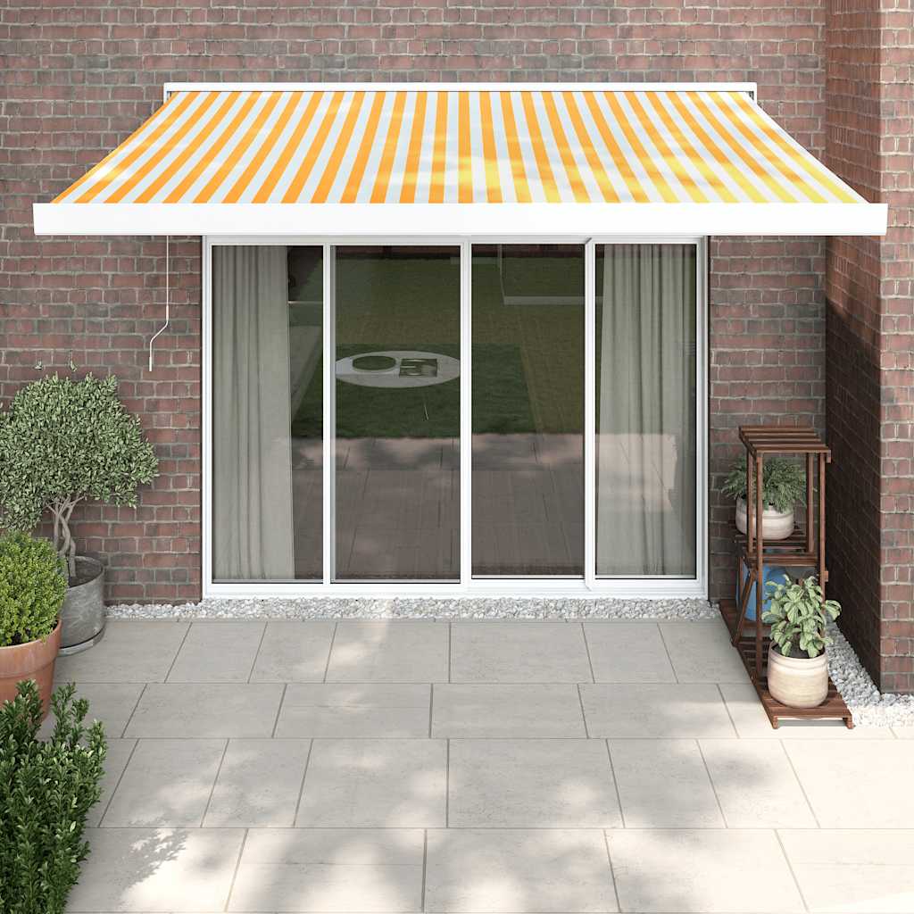 vidaXL Copertină retractabilă, galben/alb, 3,5x2,5 m, textil/aluminiu