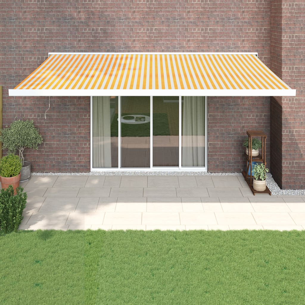 vidaXL Copertină retractabilă, galben/alb, 5x3 m, textil/aluminiu