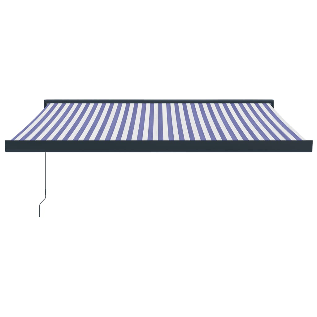 vidaXL Luifel uittrekbaar 3,5x2,5 m stof en aluminium blauw en wit afbeelding