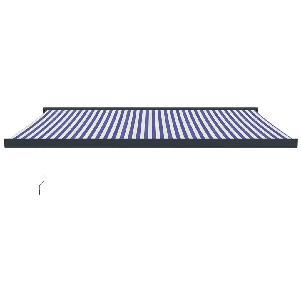 vidaXL Luifel uittrekbaar 4x3 m stof en aluminium blauw en wit afbeelding