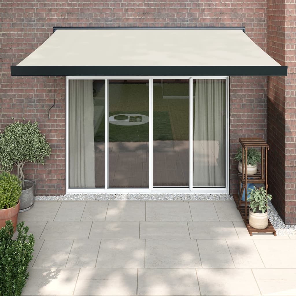 vidaXL Copertină retractabilă, crem, 3,5x2,5 m, textil și aluminiu