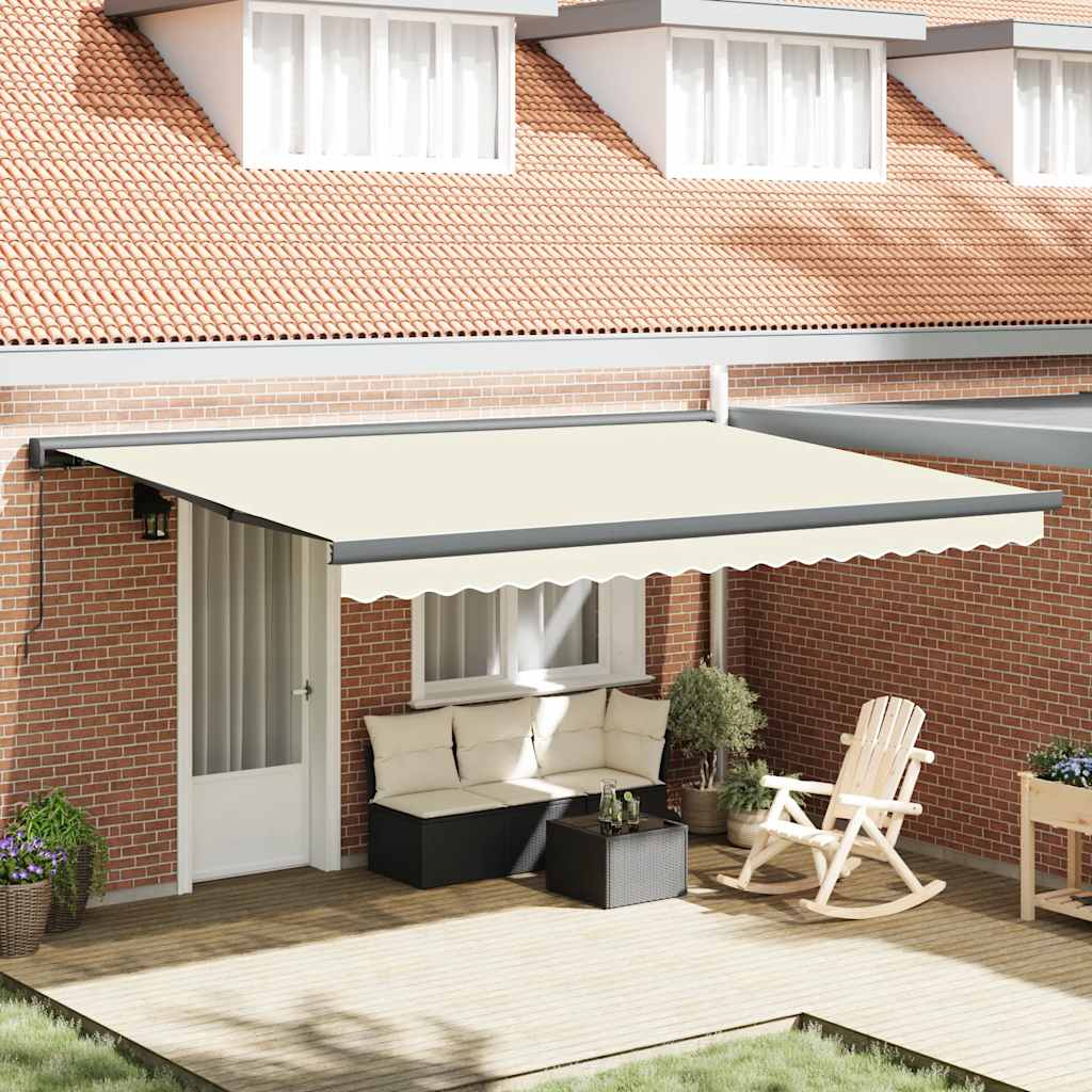 vidaXL Copertină retractabilă, crem, 4x3 m, textil și aluminiu