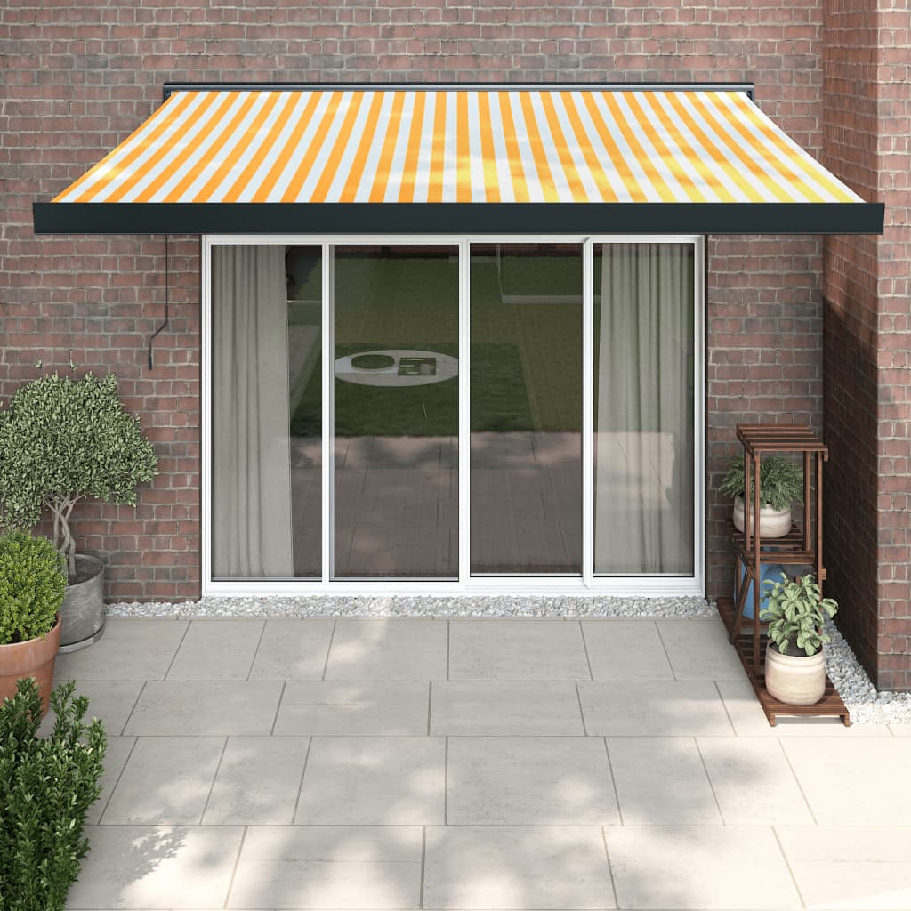 vidaXL Copertină retractabilă, galben/alb, 3x2,5 m, textil/aluminiu