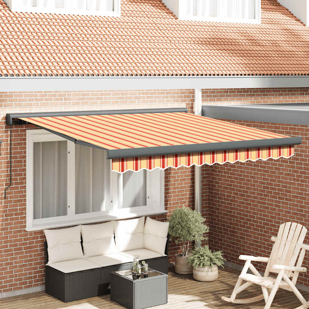 vidaXL Copertină retractabilă, galben/alb, 3x2,5 m, textil/aluminiu