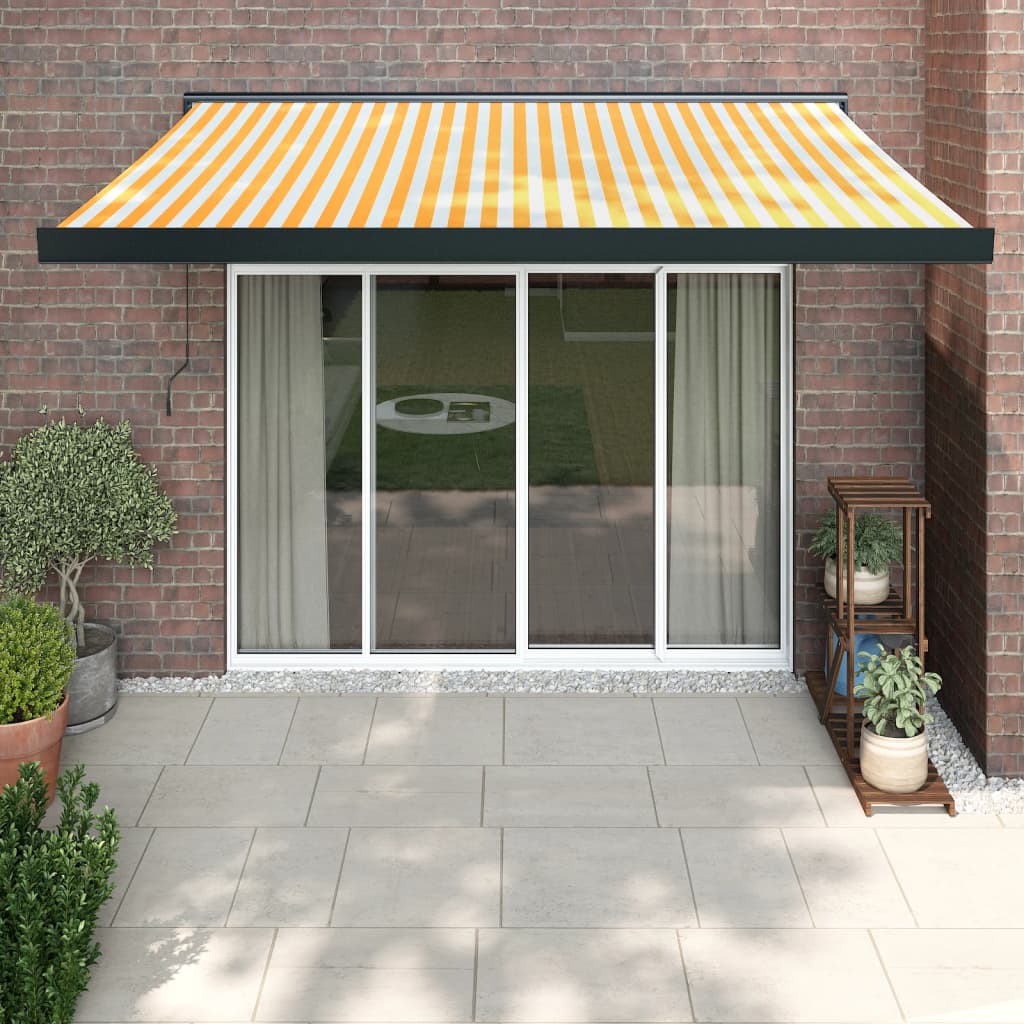 vidaXL Copertină retractabilă, galben/alb, 3,5x2,5 m, textil/aluminiu