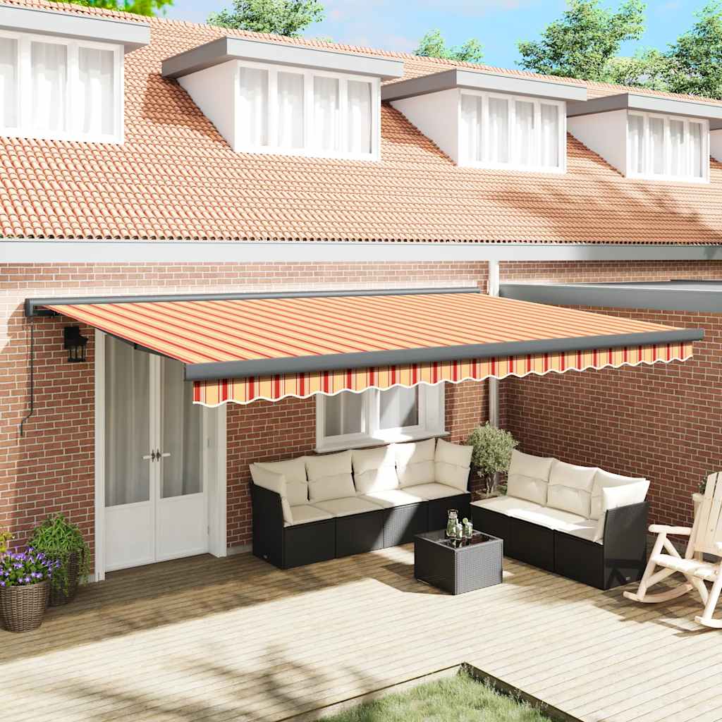 vidaXL Copertină retractabilă galben și alb, 4x3 m, textil și aluminiu