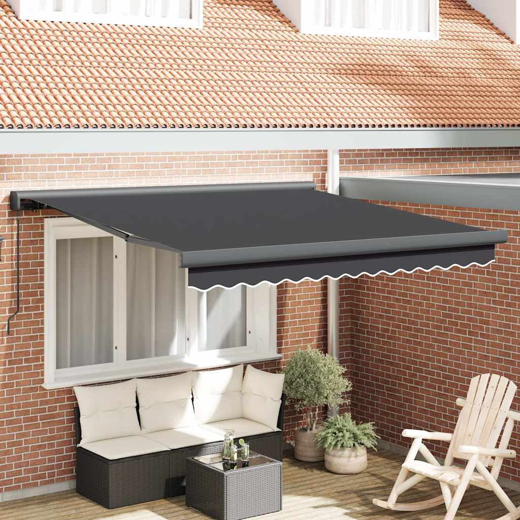 Auvent rétractable anthracite 3x2,5 m tissu et aluminium